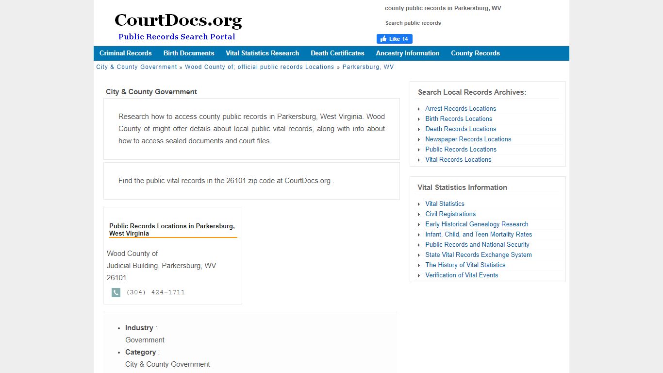 Parkersburg, WV Public Records - Wood County Of